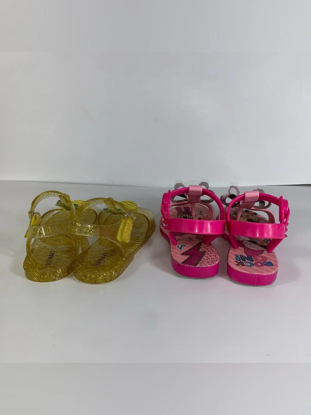 LOL Surprise sandals with bow size 10 & Pineapple Jelly T-Strap Sandals size 11